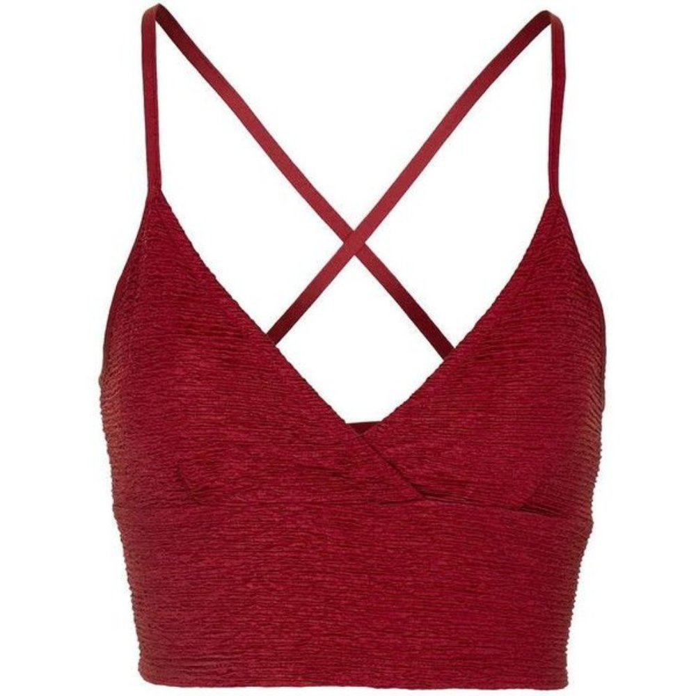 Topshop Red Strappy Textured Bralette Crop Top